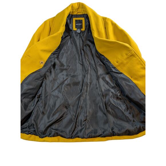 Me Jane Mustard Yellow Peacoat Wool Blend Medium Chic Classic Charming Elegant - Picture 5 of 6